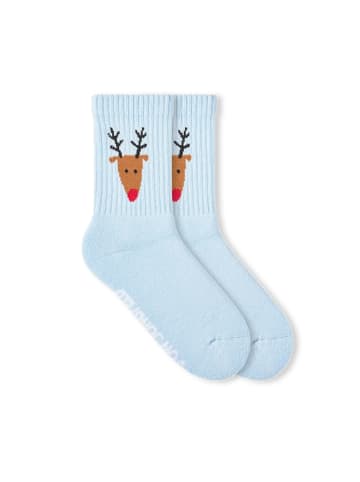 von Jungfeld Tennissocken Kids mit Weihnachtsmotiven in Rudolph - Light Blue