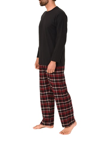 NORMANN Schlafanzug lang Pyjama FlanellHose Karo - 88221 in schwarz
