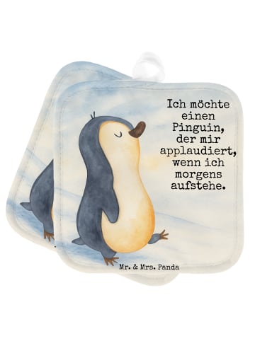 Mr. & Mrs. Panda Ofenhandschuh Pinguin mHerzieren Design mit Sp... in Weiß