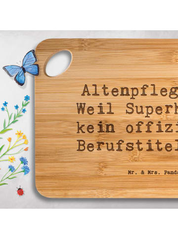 Mr. & Mrs. Panda Servierbrett Spruch Altenpflegerin Superheld mi... in Braun