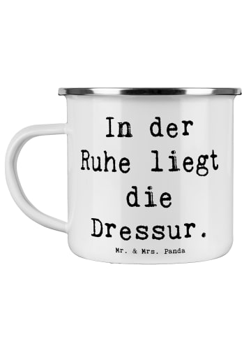 Mr. & Mrs. Panda Metalltasse Spruch Reitlehrerin Ruhe mit Spruch in Weiß