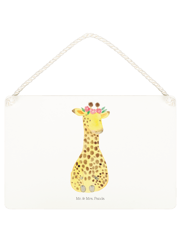 Mr. & Mrs. Panda Deko Schild Giraffe Blumenkranz ohne Spruch in Weiß