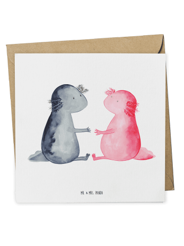 Mr. & Mrs. Panda Deluxe Karte Axolotl Liebe ohne Spruch in Weiß