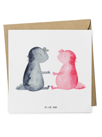 Mr. & Mrs. Panda Doppelkarte Axolotl Liebe ohne Spruch in Weiß