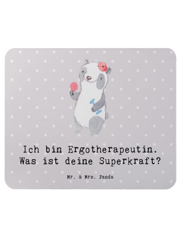 Mr. & Mrs. Panda Mousepad Super Ergotherapeutin mit Spruch in Grau Pastell