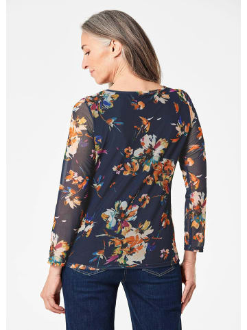 GOLDNER Mesh-Shirt in marine / gemustert