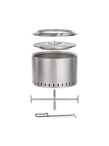 relaxdays Feuerschale "rauchfrei" in Silber - (H)45 x Ø 49 cm