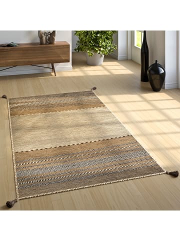 KADIMA DESIGN Baumwollteppich Boho wendbar in Beige
