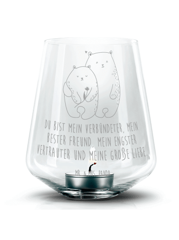 Mr. & Mrs. Panda Windlicht Glas Bären Liebe mit Spruch in Transparent