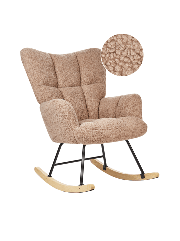 Beliani Schaukelsessel OULU in Beige/Schwarz/Heller Holzfarbton