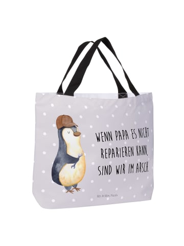Mr. & Mrs. Panda Shopper Tasche Wenn Papa es nicht reparieren ka... in Grau Pastell