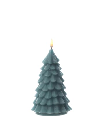 Deluxe Homeart LED Kerze  Tannenbaum Weihnachtsbaum Echtwachs H: 16cm in grün
