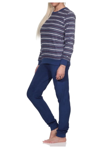NORMANN Frottee Schlafanzug langarm Pyjama Bündchen - 82768 in navy