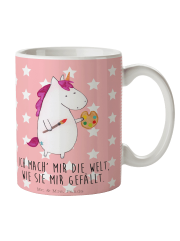Mr. & Mrs. Panda Pott Einhorn Künstler mit Spruch in Rot Pastell