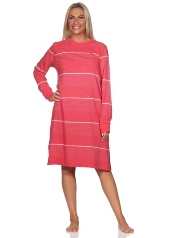 NORMANN langarm Nachthemd Bündchen Streifen - 81984 in rot