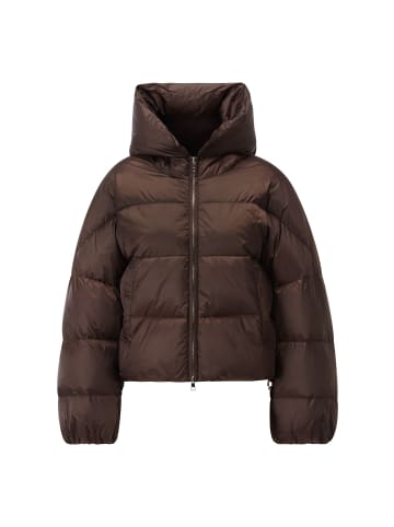 Rich & Royal Cropped Shiny Oversize Puffer Jacke in Coffee Bean