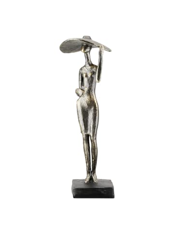 GILDE Skulptur Lady mit Hut bronzefarben - (H) 33 cm