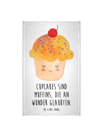 Mr. & Mrs. Panda Gäste Handtuch Cupcake mit Spruch in Weiß