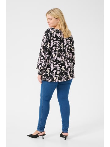 KAFFE curve Langarm-Bluse KClurana in Black/Pink Graphic Strokes