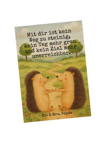 Mr. & Mrs. Panda Postkarte Igel Liebe Design mit Spruch in Weiß