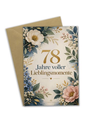 Geburtstagskarte 78. Geburtstag Blumen elegant ... in Weiß