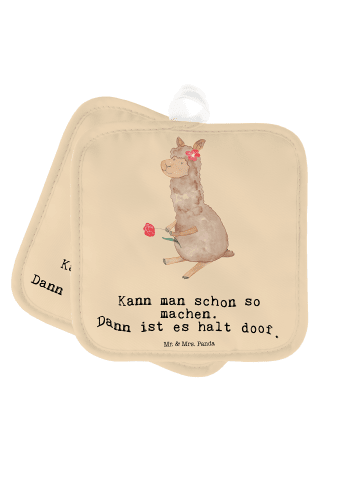 Mr. & Mrs. Panda Topfhandschuhe Alpaka Blume mit Spruch in Kaktus Grün