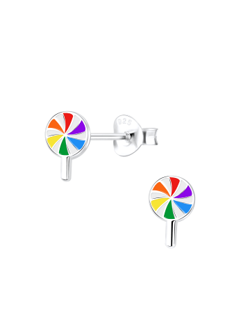 Alexander York Kinderohrstecker LOLLIPOP regenbogenfarben in 925 Sterling Silber, 2-tlg.