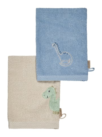 Sterntaler Waschhandschuhe 2er-Pack DINO Rexi in helles blau