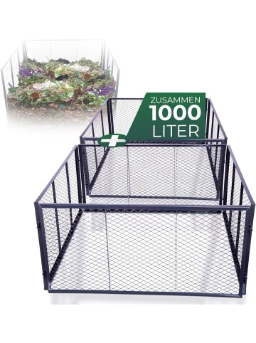 Novatool Novatool Garten-Komposter Metall 100x100x100 cm, mit erweiterbarem Ste in Silber