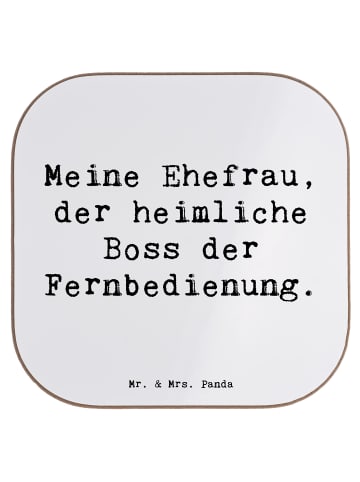Mr. & Mrs. Panda Bierdeckel Spruch Ehefrau Boss mit Spruch in Weiß