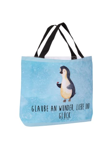 Mr. & Mrs. Panda Strandtasche Pinguin Marienkäfer mit Spruch in Eisblau