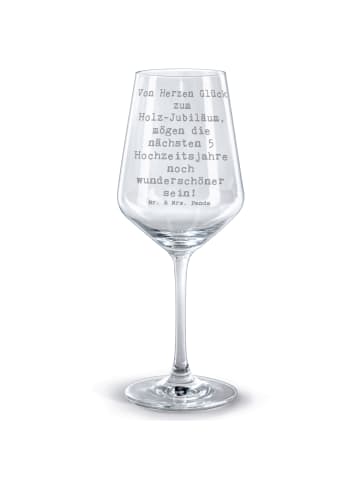 Mr. & Mrs. Panda Bordeauxglas Spruch 5. Hochzeitstag Holzhochzei... in Transparent