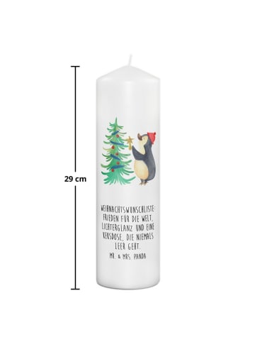 Mr. & Mrs. Panda Weihnachtskerze Pinguin Weihnachtsbaum mit Spruch in Weiß