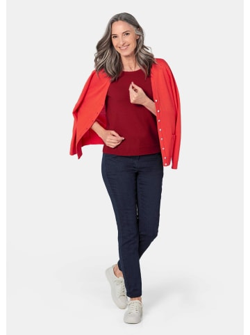 GOLDNER Kurzgröße:  Uni Merino-Cardigan Langarm in rot