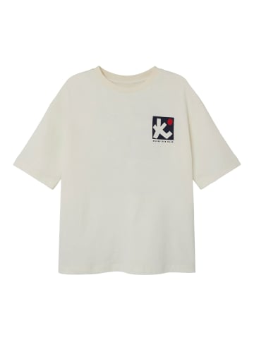 name it T-Shirt Print Design Lockeres Rundhals Shirt in Weiß