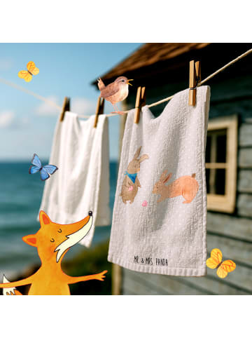 Mr. & Mrs. Panda Handtuch Hasen Muschel ohne Spruch in Grau Pastell