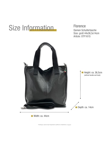 Florence Leder Schultertasche, Shopper Florence Tasche schwarz ca. 44cm