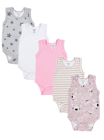 TupTam Baby Mädchen Achselbody 5er Pack in rosa/grau