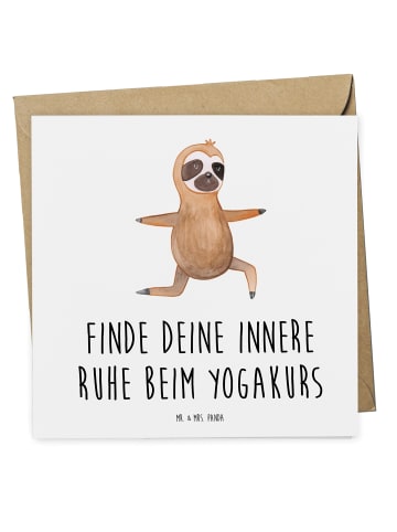 Mr. & Mrs. Panda Gutschein Yogakurs Frieden mit Spruch in Weiß