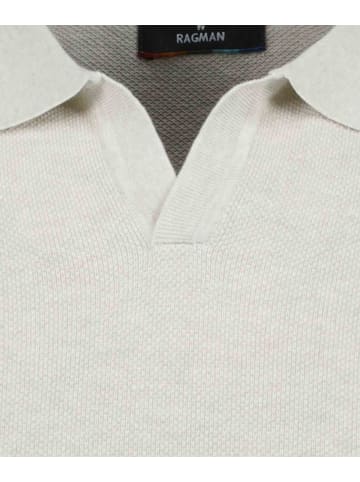 Ragman Strick-Pullover Kurzarm, Resortkragen in Beige