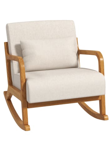 HOMCOM Schaukelstuhl-64,5L x 92B x 81,5H cm-Cremeweiß