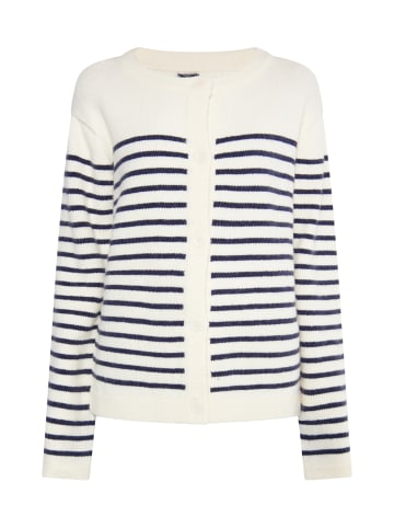 DreiMaster Maritim Strickjacke in Wollweiss Marine