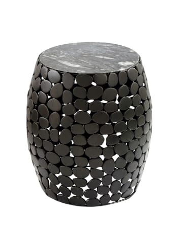 FineBuy Beistelltisch in Schwarz / Marmor / 40x40x46