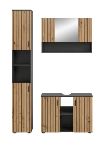 ebuy24 Badmöbelset Mone (3-teilig) Eiche 125 x 30 cm