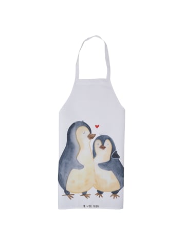 Mr. & Mrs. Panda Kochschürze Pinguin umarmen ohne Spruch in Weiß