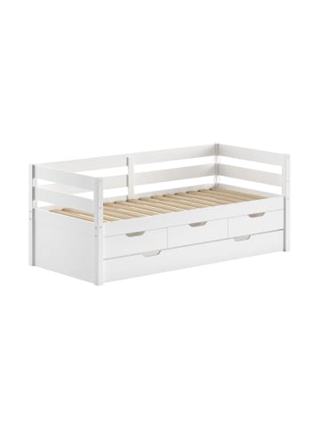 58 aufm Kessel KOJENBETT Kelda 90x200 mit Bettschublade Kiefer Massivholz Weiß