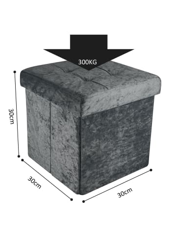 Intirilife Faltbarer Sitzhocker 30x30x30 cm in Samt Grau