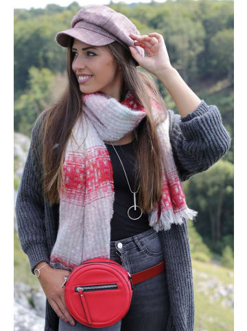 styleBREAKER Schal in Rot-Rosa-Hellgrau