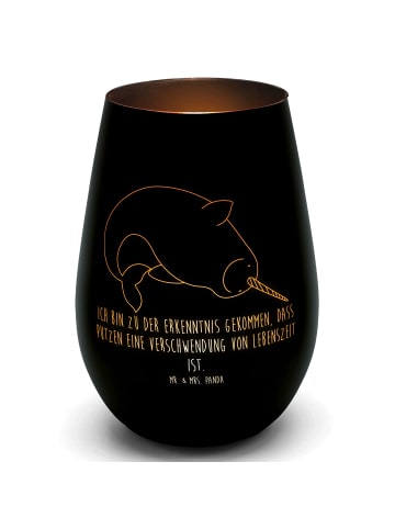 Mr. & Mrs. Panda Teelichthalter Narwal mit Spruch in Schwarz