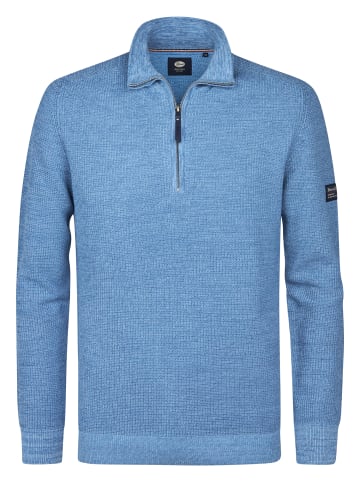 Petrol Industries Pull Zippé Demi-Zip en Maille Nashville in Blau
